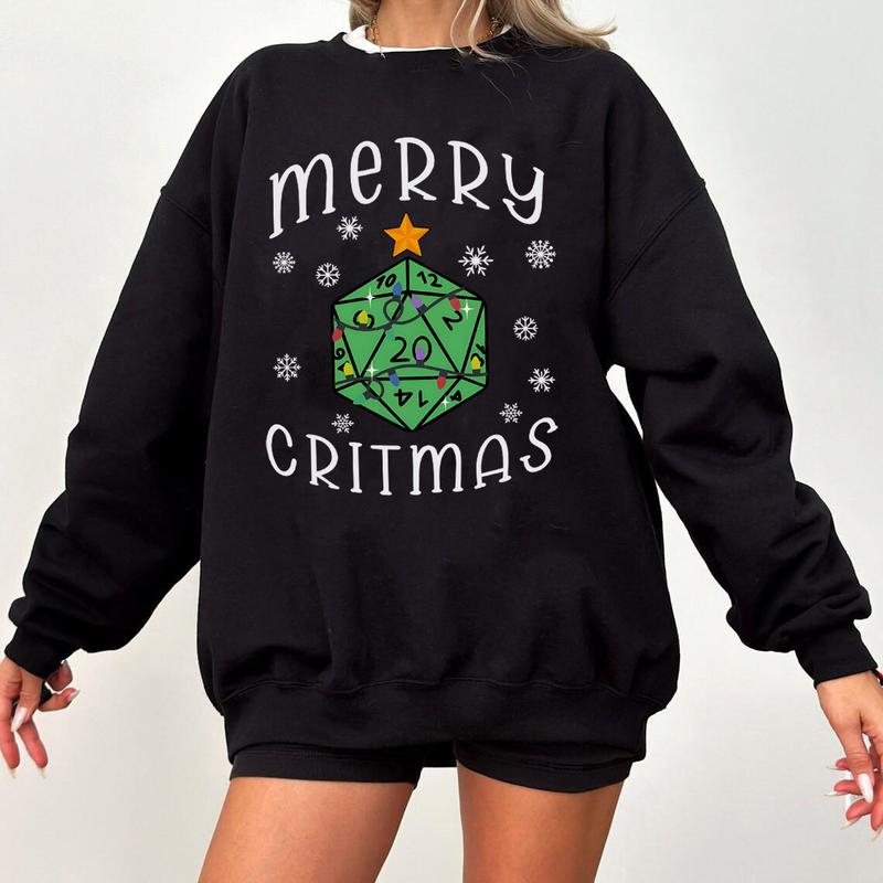 Merry Critmas Dungeons and Dragons Tshirt, Dungeons and Dragons Christmas Shirt, Gift for DnD Players, Xmas D20 Tee, Dungeon Master Gift