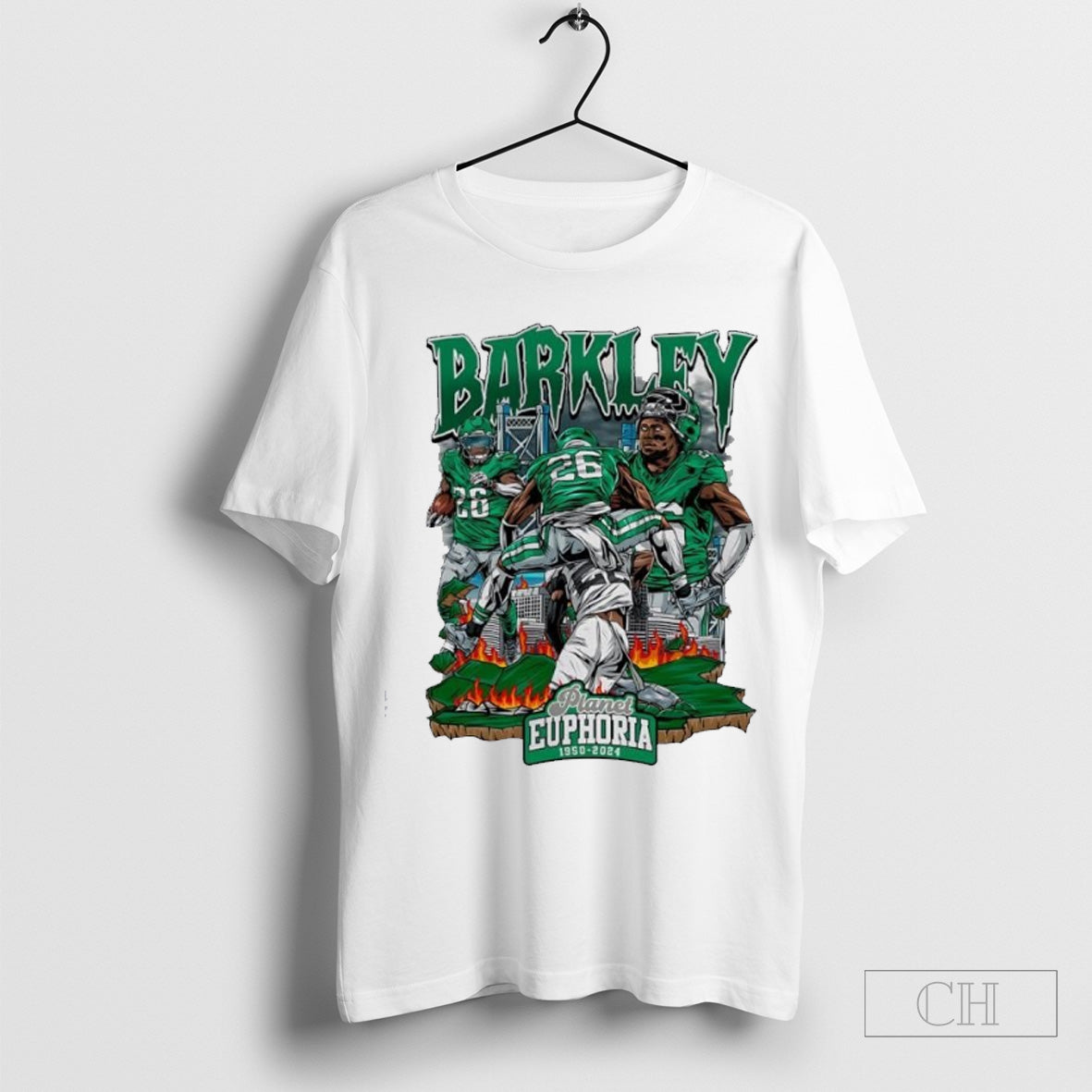 Saquon Barkley 26 Philadelphia Eagles Football flames art shirt