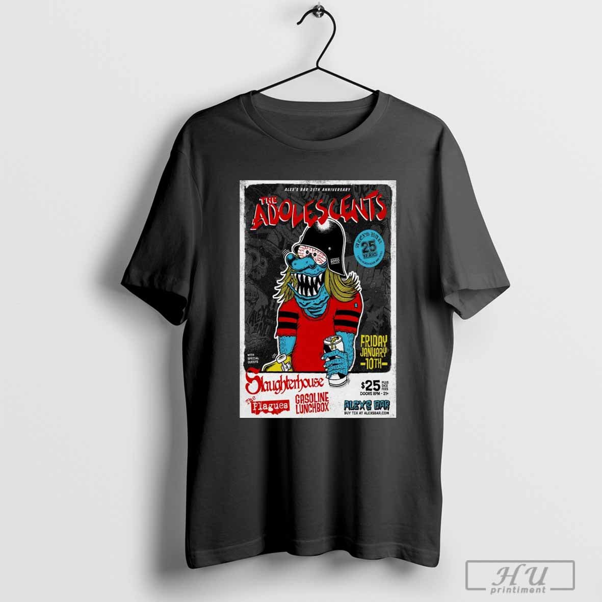 Poster The Adolescents Alexs Bar On Jan 10-2025 In Long Beach CA Tour T-shirt