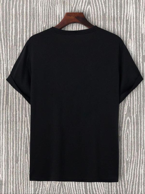 Men's Letter Graphic Print Round Neck Tee, Regular Fit Street Fashion Casual Short Sleeve T-shirt for Summer, Graphic Tees,Â Men'sÂ Streetwear Top for Daily Wear