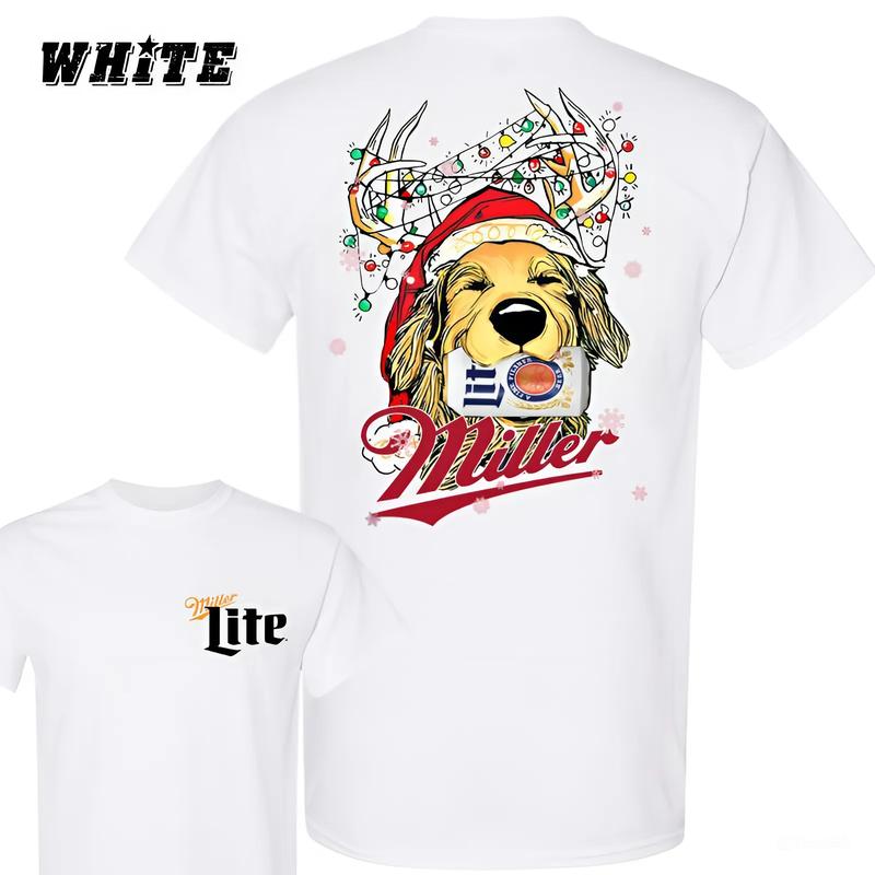 Miller Lite Christmas T-shirt 2 Siders T-shirt, Your Dog, Perfect For Beer Lovers, Casual Graphic Dog T-shirt, Unisex T-shirt for Men and For Women