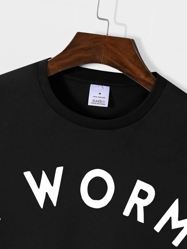Men's Regular Fit Letter Graphic Tee, Trendy Street Short Sleeve Crew Neck T-shirt, Graphic Tees for All Seasons, Knitting Tops for Daily Wear