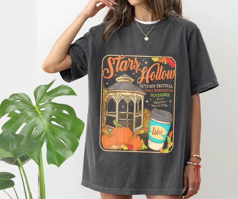Stars Holl0w Connectic.u.t 1779 Shirt, Gilmore Girls Shirt, Autumn Tshirt, Luke's Diner Shirt C4sual Cotton Top Casual Comfort