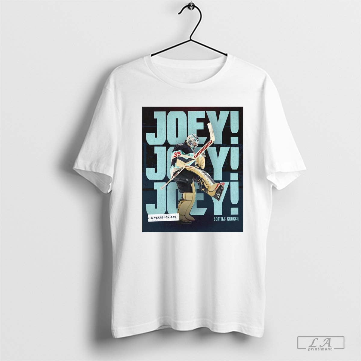 Poster Joey Daccord Seattle Kraken 5 Years 2029-30 Season t-shirt