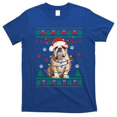 English Bulldog Christmas Lights Santa Dog Lover Ugly Sweate Gift T-Shirt