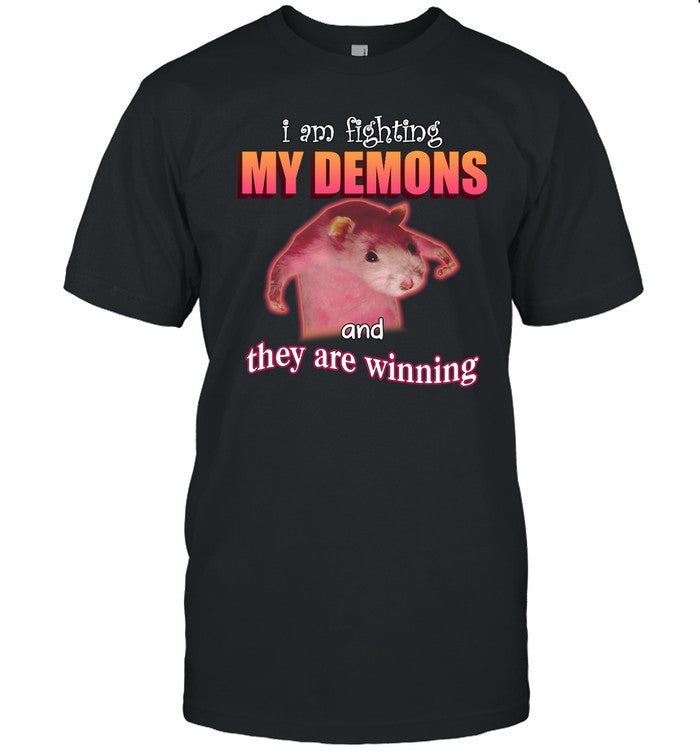 Snazzy Seagull Design I'm Fighting My Demons And They Are Winning Rat Shirt