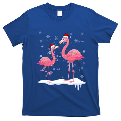 Flamingo Christmas Tree Santa Hat Gift T-Shirt