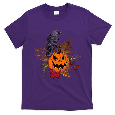 Halloween Crow Raven Pumpkin Fall Autumn Lover T-Shirt