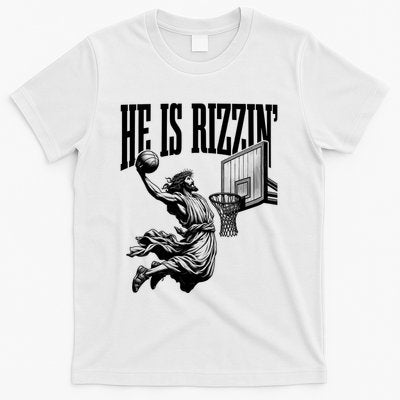 He Is Rizzin Funny Jesus Basketball Easter Meme T-Shirt