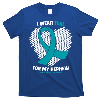 I Wear Teal For My Nephew Sexual Assault Awareness Cute Gift T-Shirt