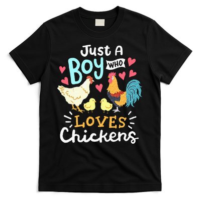 Just A Boy Who Loves Chickens Farm Chicken T-Shirt