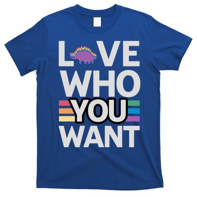Love Who You Want Stegosaurus Lgbtq Dinosaur Lover Funny Gift T-Shirt
