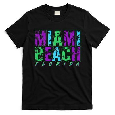 Miami Beach Floral Palm Trees T-Shirt