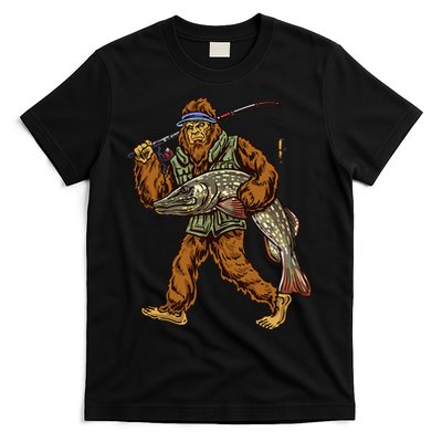 Northern Pike Fishing Bigfoot Hunting Fishermen T-Shirt