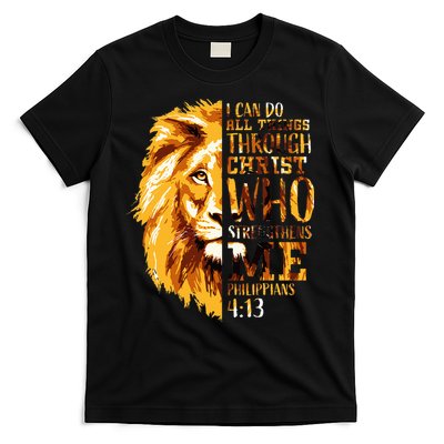 Philippians 413 Christian Bible Verse Gift Lion Husband T-Shirt