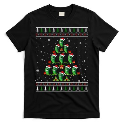Pickle Xmas Tree Santa Hat Pickle Fruit Christmas Ugly T-Shirt