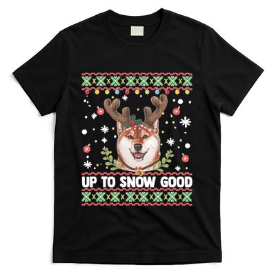 Shiba Inu Dog Reindeer Ugly Christmas Sweater T-Shirt