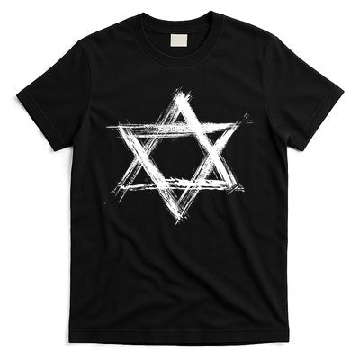 Star Of David Pride Israel Jewish Israeli Flag Brush Stroke T-Shirt