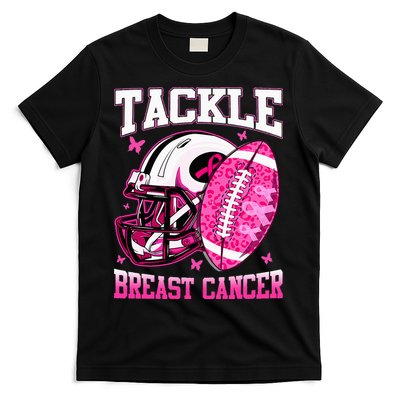 Tackle Breast Cancer Awareness Pink Ribbon Football T-Shirt