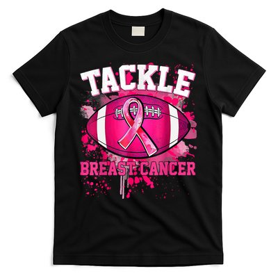 Tackle Football Pink Ribbon Breast Cancer Awareness T-Shirt