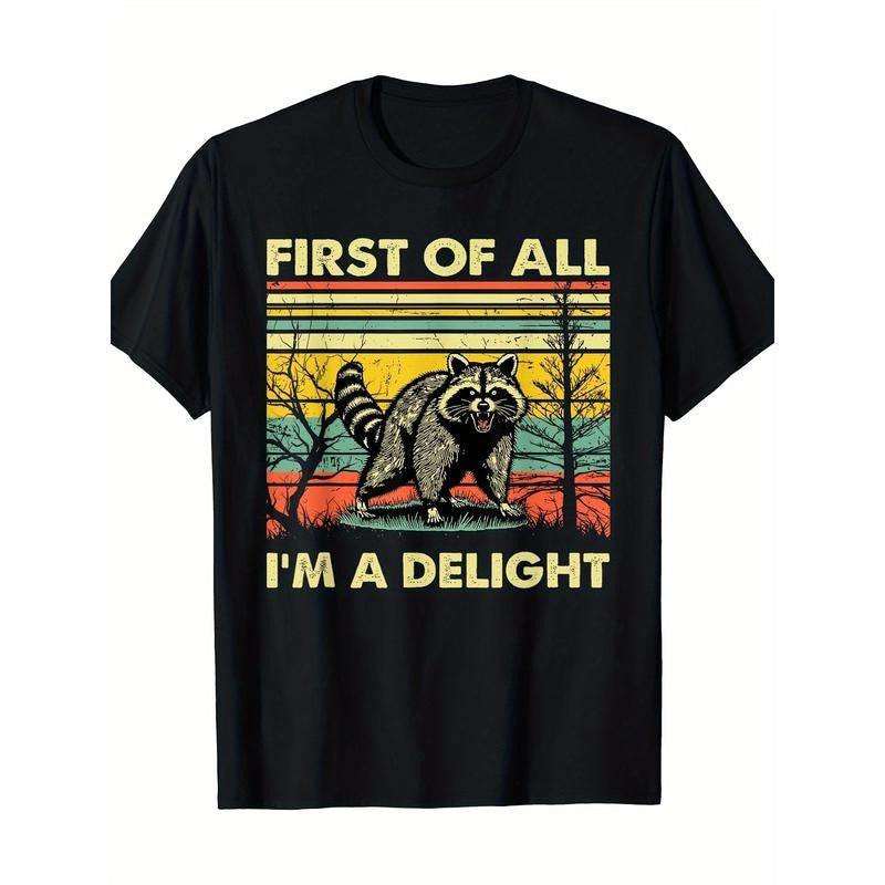 Retro, first of all I am a delightfully funny angry raccoon animal T-shirt, men's T-shirt, forever classic