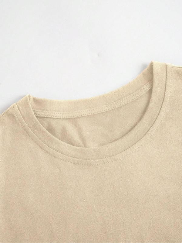 Women's Letter Print Round Neck Tee, Trendy Casual Crew Neck Short Sleeve T-Shirt, Graphic Tees,Â Summer Clothes Women,Â Ladies Summer Outfit