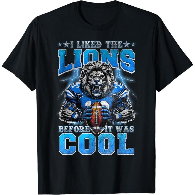 Retro Lightning Lions Funny American Football For Men Women T-Shirt