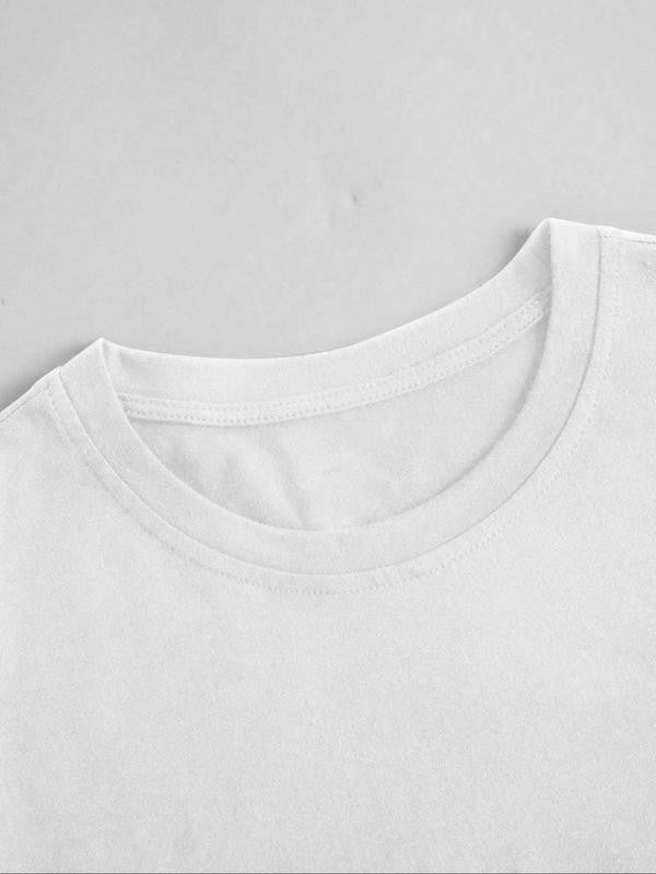Women's Car & Letter Graphic Round Neck Half SleeveÂ Tee, Casual Drop Sleeve T-Shirt for Daily Wear, Ladies Clothes for All Seasons
