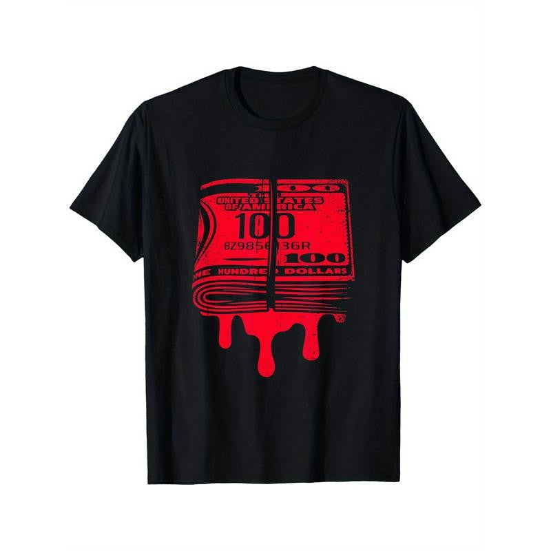 Dollar Money Blood Rich Cash Millionaire Trading Business T-Shirt Selected pure cotton fun design DIY pure cotton, rich patterns, soft and breathable, casual and versatile Halloween Christmas SM steal my link, T-shirt couple outfit