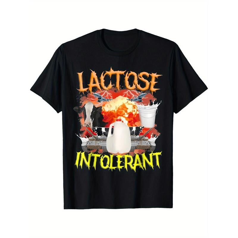 Lactose Intolerant Shirt Funny Sarcasm Oddly Specific Meme T-Shirt Cotton Fun Design DIYMen's Soft breathable Summer and winter comfortable casual sports Halloween and Christmas gifts