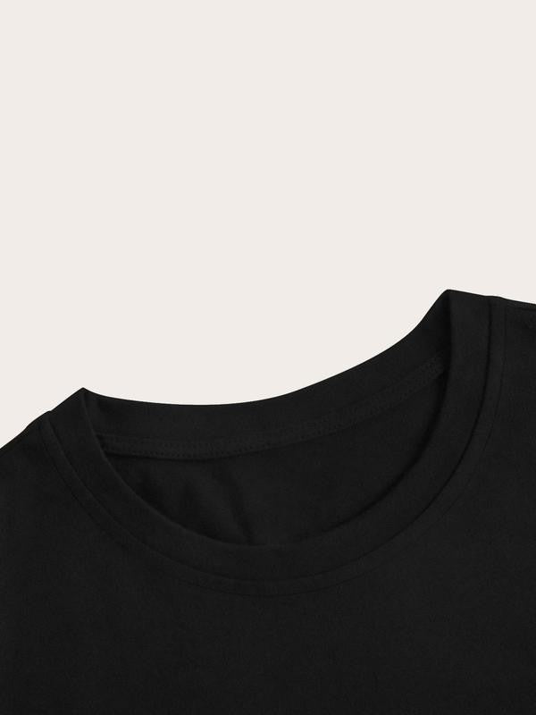 Women's Letter Print Round Neck Graphic Tee, Lady Summer Tops, Graphic Tees,Â Vintage Trendy Casual Drop Shoulder Half Sleeve T-shirt For Daily Wear, Ladies Summer Outfit