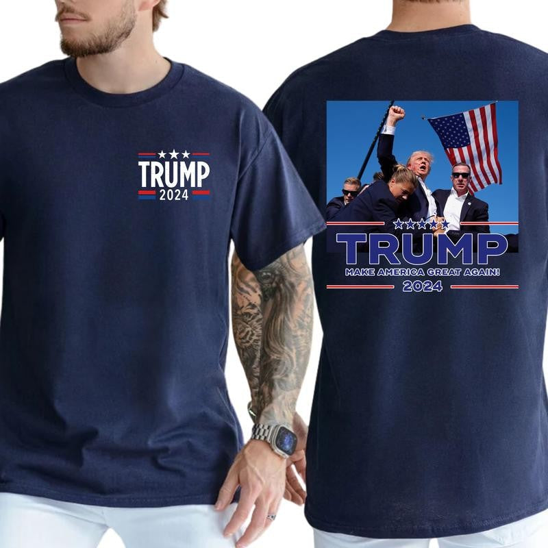 2-Side rum Shooting Shirt   D.nald Trum Failed Ass.assin T-Shirt, Full Color, For Men ,Gift For men, Casual.