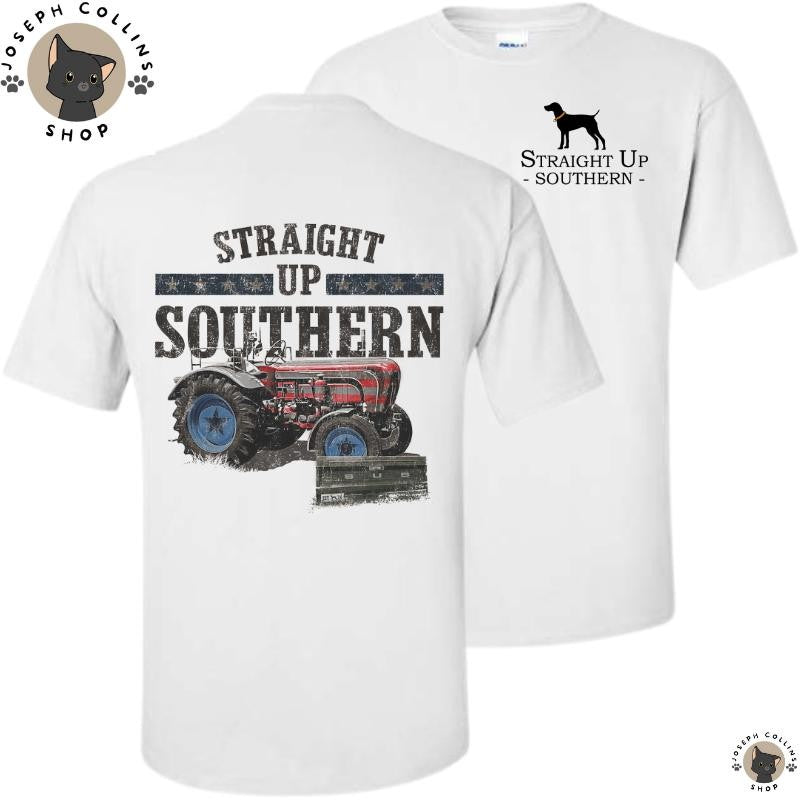 American Tractor - Men's Short Sleeve T-Shirt - by Straight Up Southern - Summer Outfits, Regular Fit Short Sleeve Crew Neck T-Shirt for Men, Casual Comfy Knitting Top for Summer