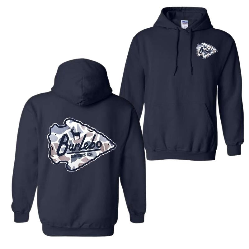 Burlebo Deer Camo Arrowhead Hoodie And T-Shirt - Camo Arrowhead Graphic With Deer, Unisex Casual Wear, Perfect For Outdoor Adventures