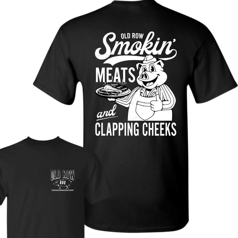 Old Roow Outdoors Unisex T-Shirt, Smokin' Meats and Clapping Check, Funny Cotton Shirt, Full Colors, For Men, For Women
