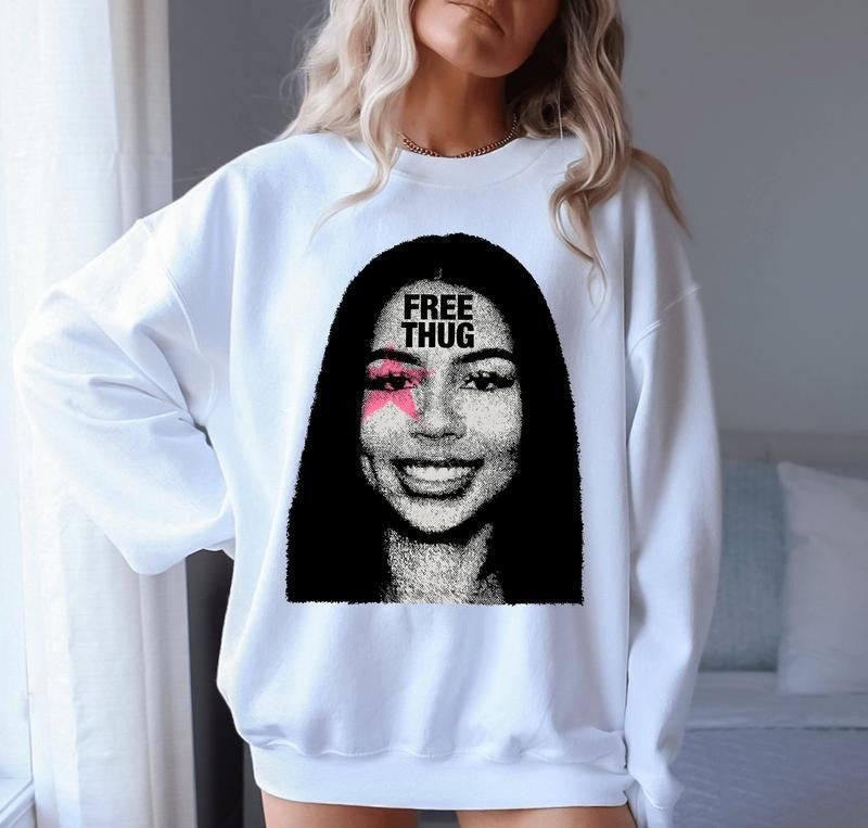 Mariah Free Thug Pink Star Big Face Rap Sweatshirt