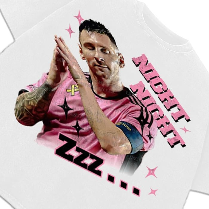 Lionel Messi Night Night Steph Curry Celebration Celly Greatest Of All Time GOAT Graphic T-Shirt Crewneck Cotton Menswear Soft