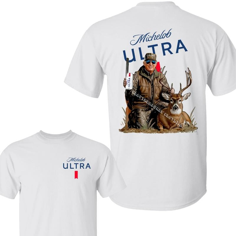 Hunter Trump With Michel0b 2 Sided TShirt, Hunting Deeer Shirt, Hunting Season, Camo Trump, Gift for Trump Supporter, Election 2024, Full Size