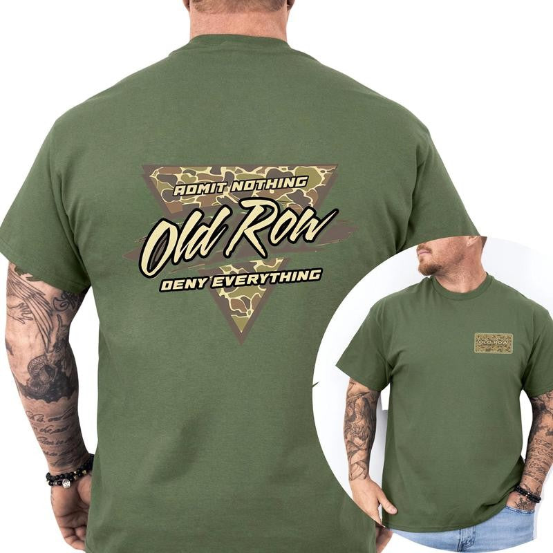 Old Row T-Shirt, Men's Old Row Camo Retro Triangle Shirt, Casual Menswear, Classic Cotton Top, Soft Fabric Shortsleeve Shirt