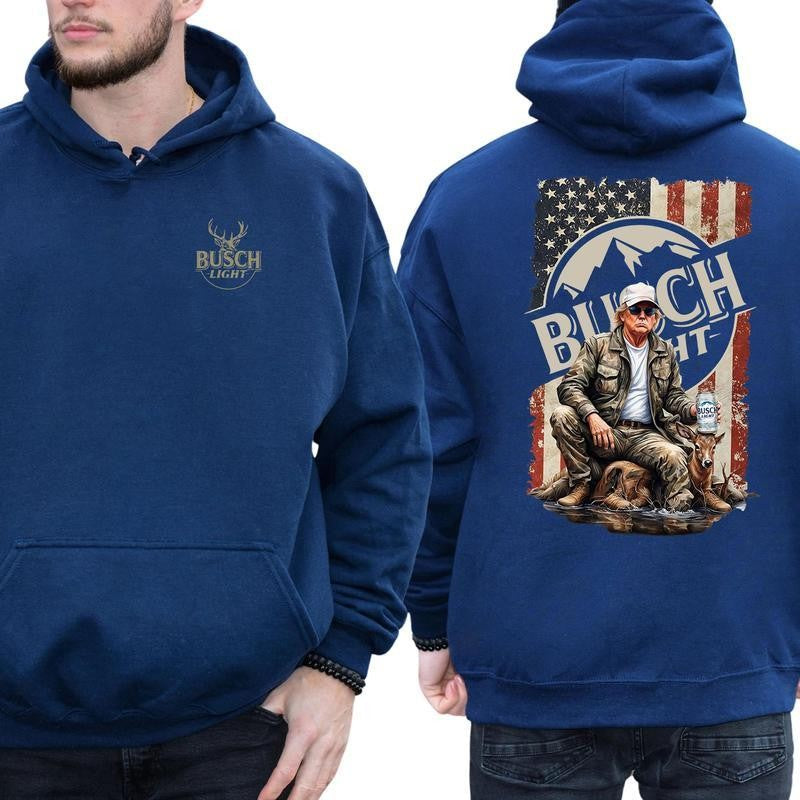 Busch Light, Trump Busch Light Hunting Outdoor Life 2 Sided Hoodie, Sweatshirt, T-shirt - Camo Hunting, Perfect for Outdoorsmen, Unisex for Men and For Women