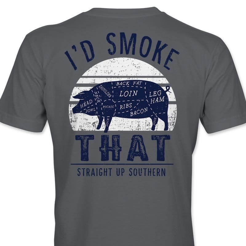 I'd Smoke That - Hog Silhouette T-Shirt - Grey