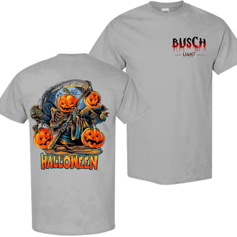 BUSCH LIGHT, BEER, Halloween, Busch Light  Reaper tee T-Shirt, Shirt, Casual Graphic Round Neck T-shirt for Summer, Fashion Top for Daily Wear