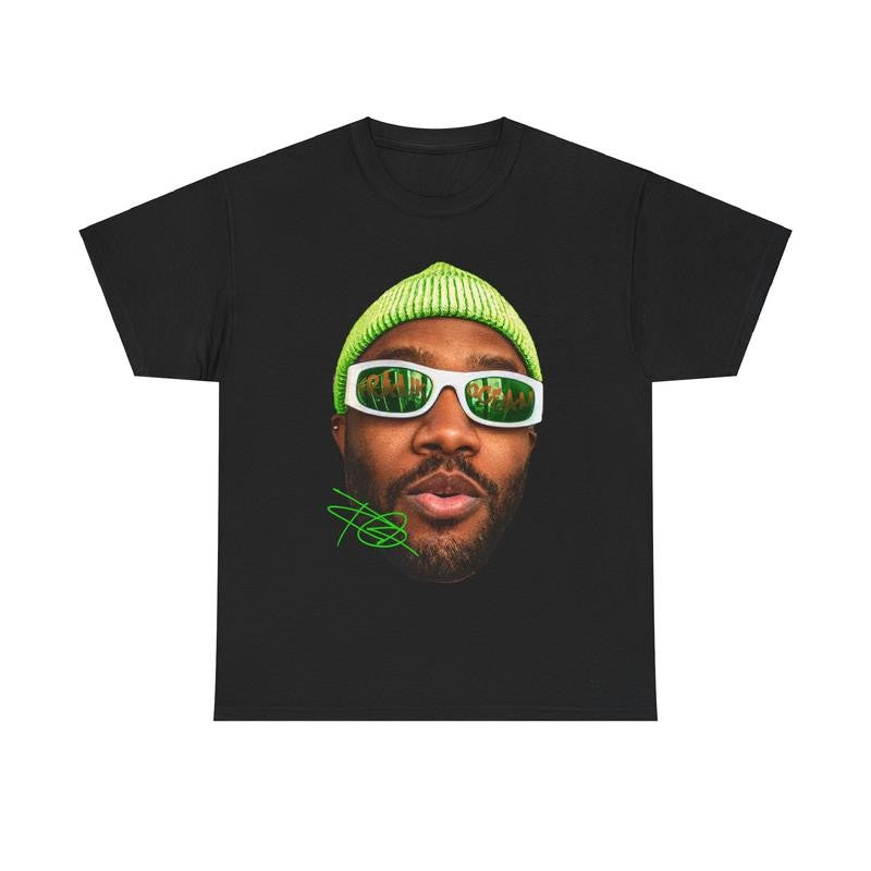Frank Blonded Inspired Vintage Graphic Tee Heavy Cotton 100% Cotton T-Shirt Singer's Face Art Shirt for Fashion Casual Menswear Top Streetwear Tshirt Classic Crewneck