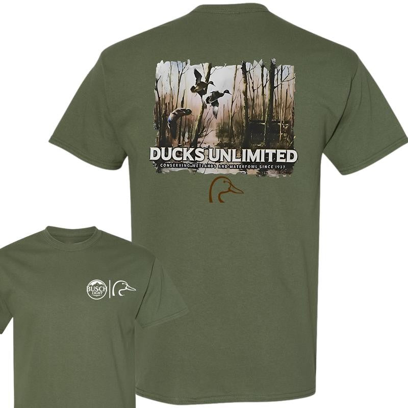Busch Light Ducks Unlimited T-Shirt, Double Sides T-Shirt, Full Color, For Men, For Women