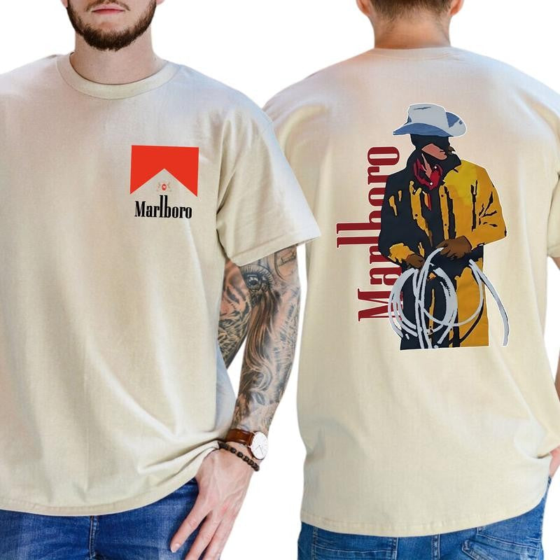 Casual, 2-sided Marlboro Man 2 Sided T-shirt, Full Color, For Men ,Gift For men, Casual.