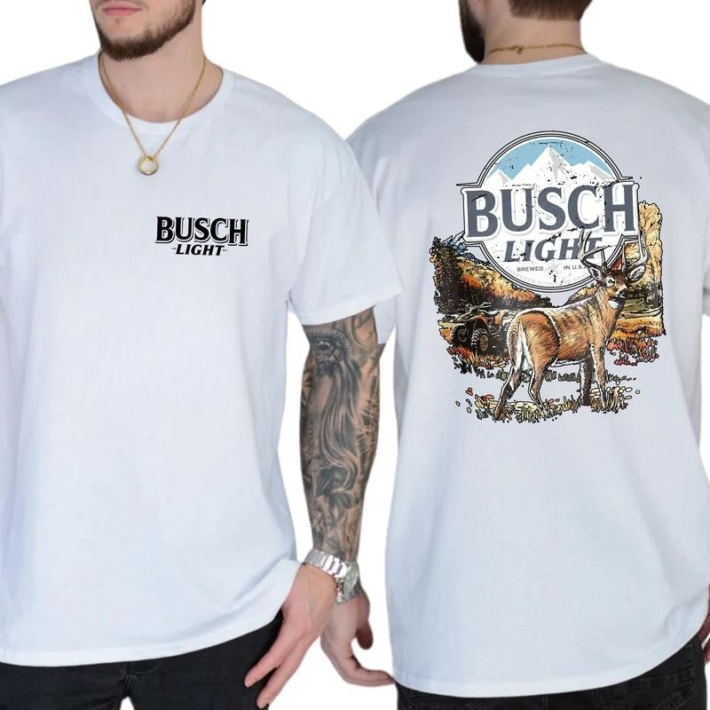 Deer Hunting With Busch Light Beer Shirt, Buck Hunting, Outdoor Life, Classic Cotton Top, Soft Fabric Shortsleeve Shirt