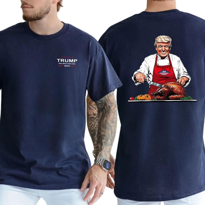 Trump Thanksgiving Turkey T-shirt, Trump Shirt, Republican Gift, Classic Cotton Top, Soft Fabric Shortsleeve Shirt