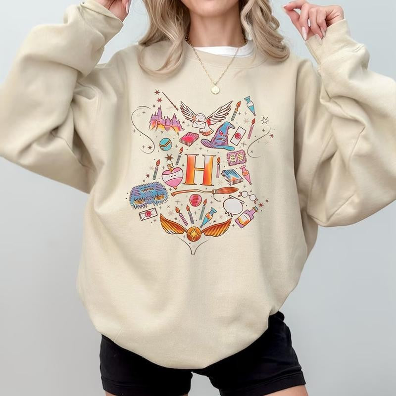 HP Iconic Sweatshirt Hoodie Shirt, gift for fan Cotton Menswear Relaxed Fit Sweaters Tee