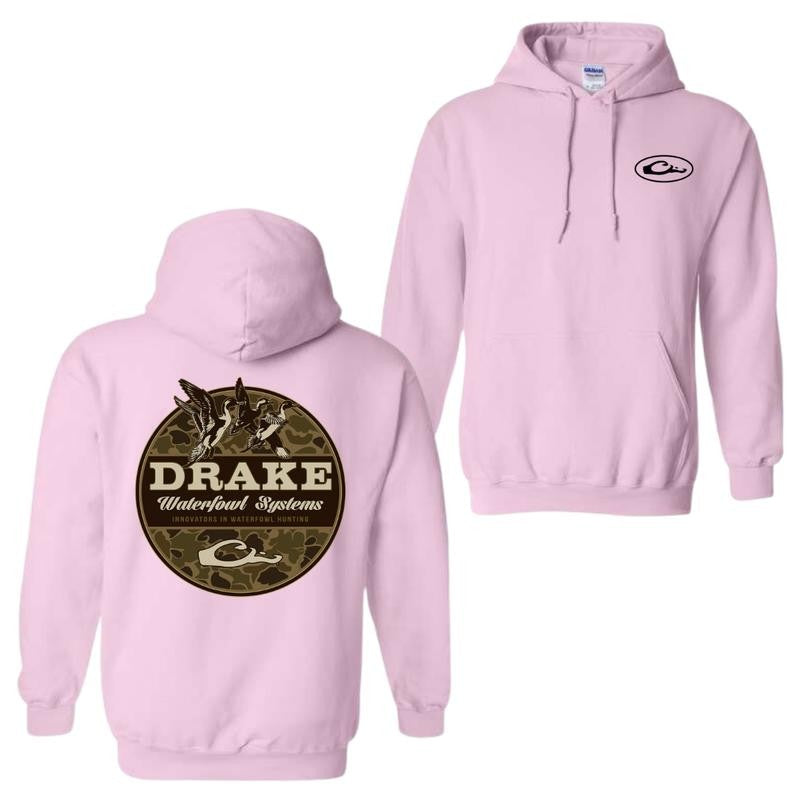 Drake Waterfowl 2 Sides Camo Hunting Hoodie and T-shirt, Classic Cotton Menswear Top