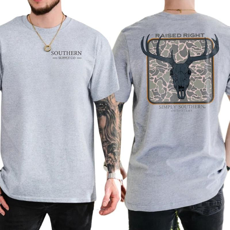 Simply Southern Outfitters Raised Right T-Shirt, Short Sleeve Graphic T-Shirt, Soft Fabric